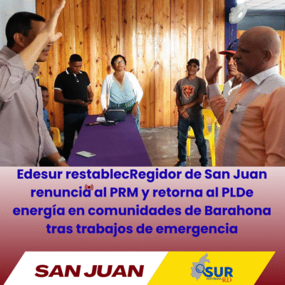 Regidor de San Juan renuncia al PRM y retorna al PLD