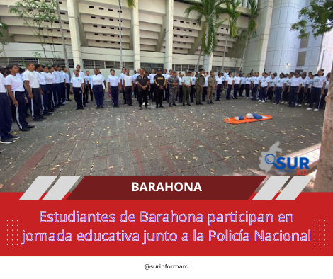 Estudiantes de Barahona participan en jornada educativa junto a la Policía Nacional