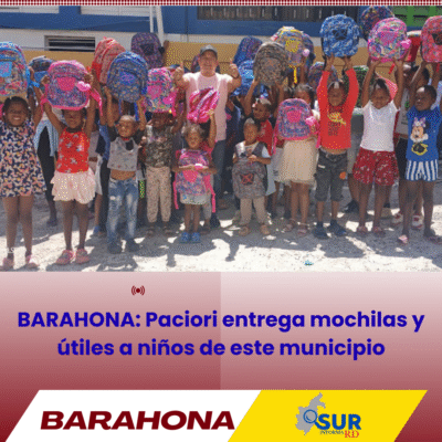 BARAHONA: Paciori entrega mochilas y útiles escolares a niños de este municipio