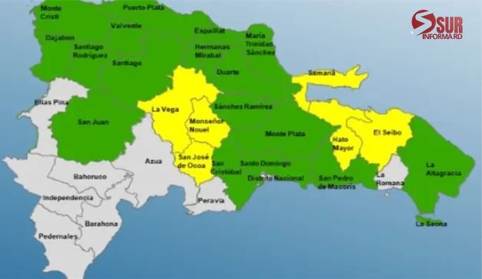 COE mantiene 6 provincias en alerta amarilla y 18 en verde por lluvias en el país COE mantiene 6 provincias en alerta amarilla y 18 en verde por lluvias en el país